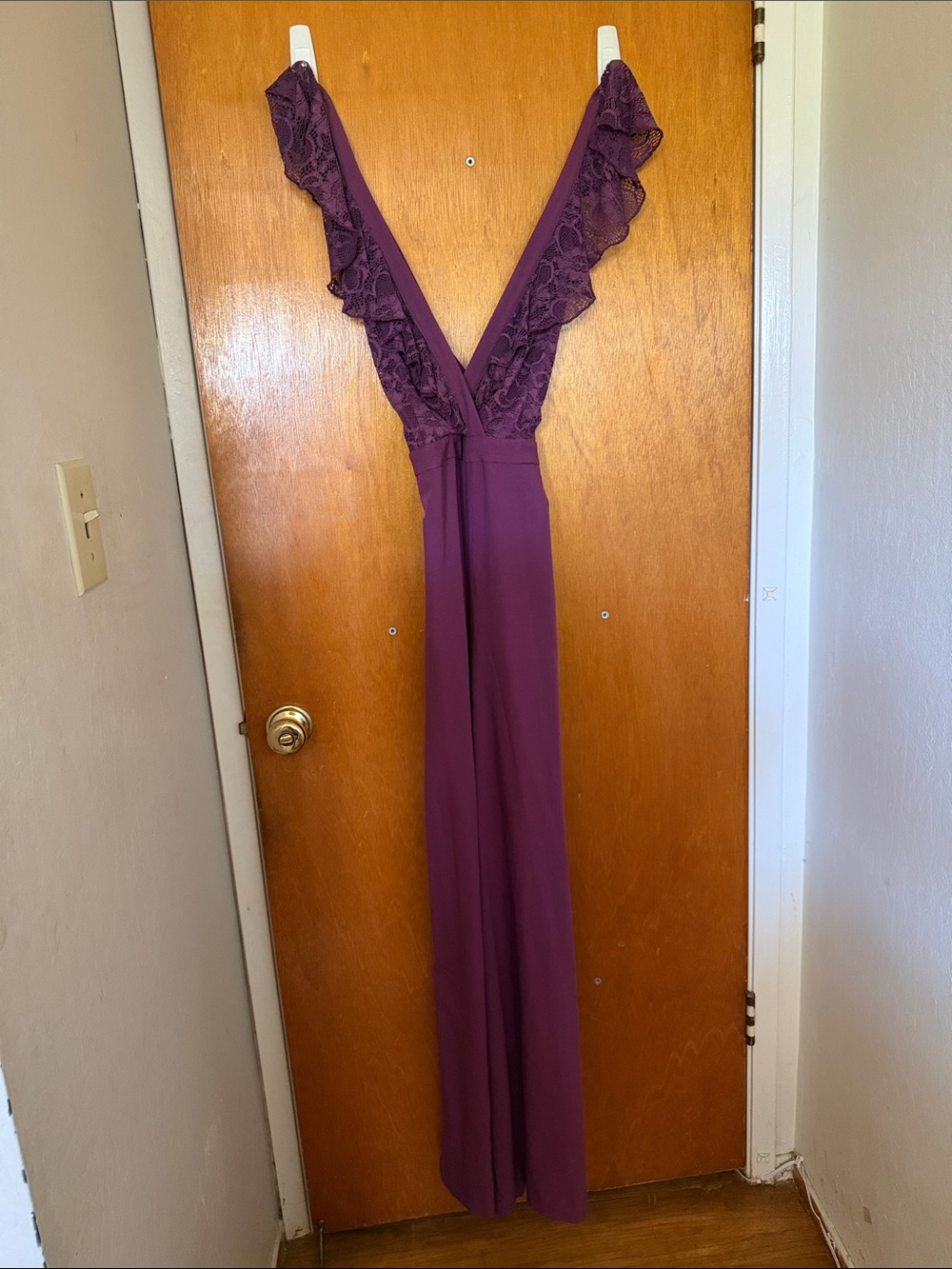 NWT ASOS Plum Purple Ruffle V‑Neck Jumpsuit